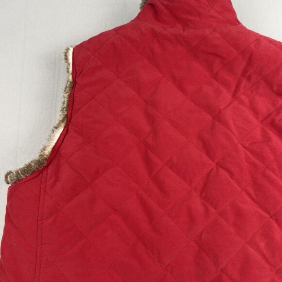 Reversible Womens Vest Lg Red Quilted & Faux Fur Full Zip by Charter Club - Picture 14 of 16